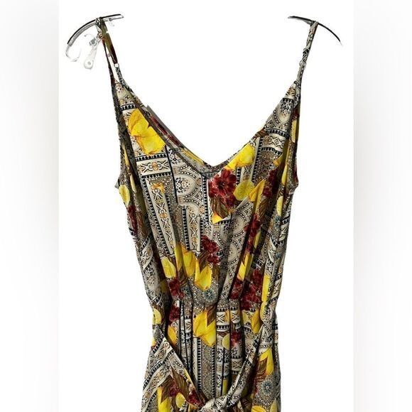 Sheike lemon print spaghetti strap tie front mini dress AU 10 - Picture 3 of 6